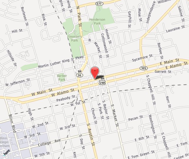 Location Map: 105 E. Main St. Brenham, TX 77833